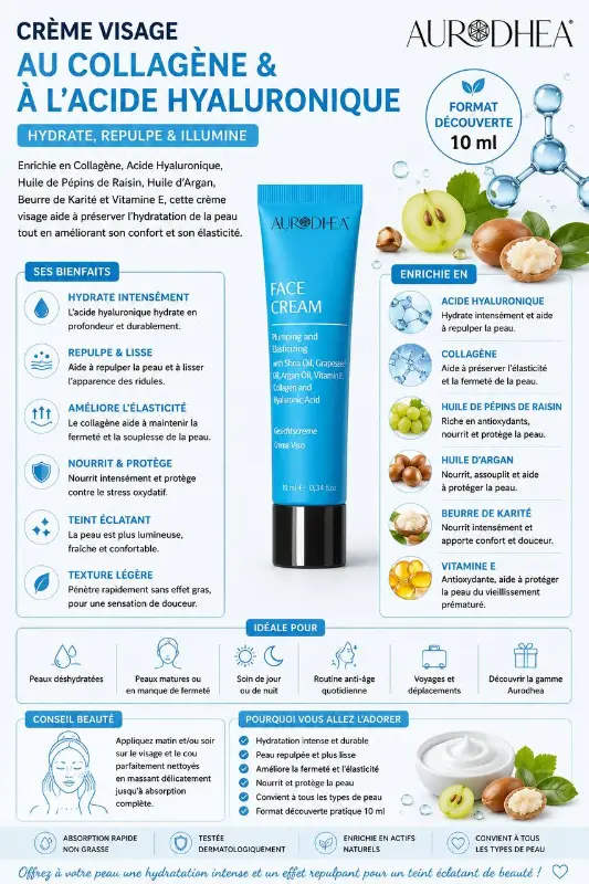 la Crème Visage au Collagène et à l'Acide Hyaluronique