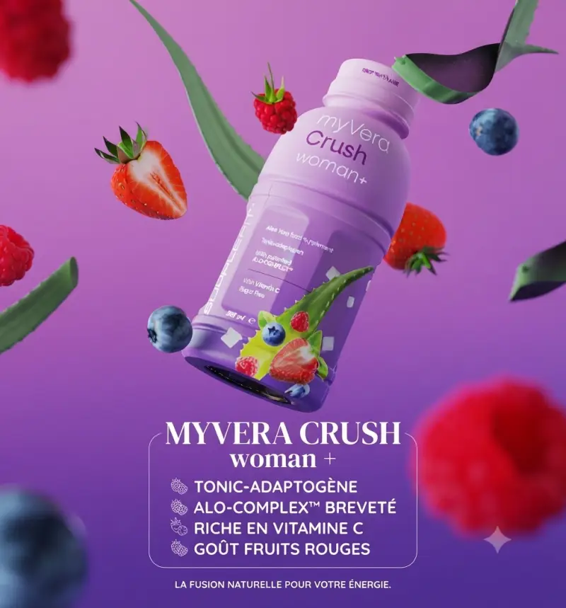 MYVERA CRUSH Woman + | Complément alimentaire en bouteille unidose de 285 ml (12 bouteilles)