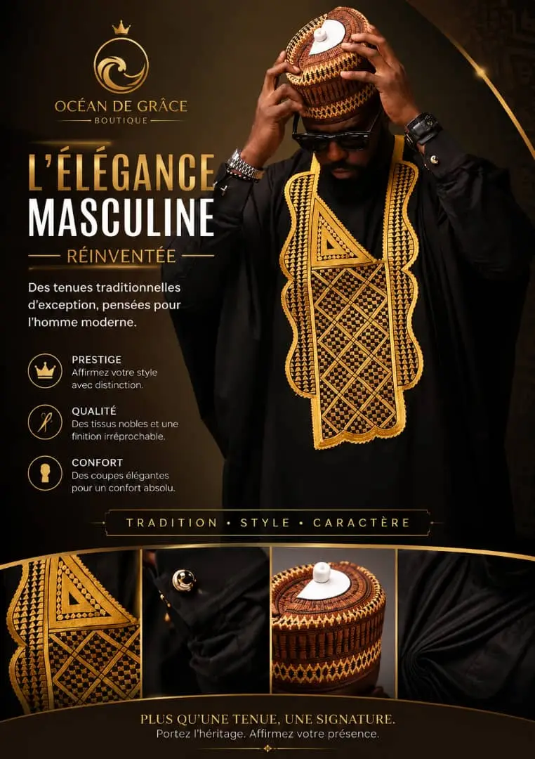 agbada noir :Incarnez l'élégance absolue