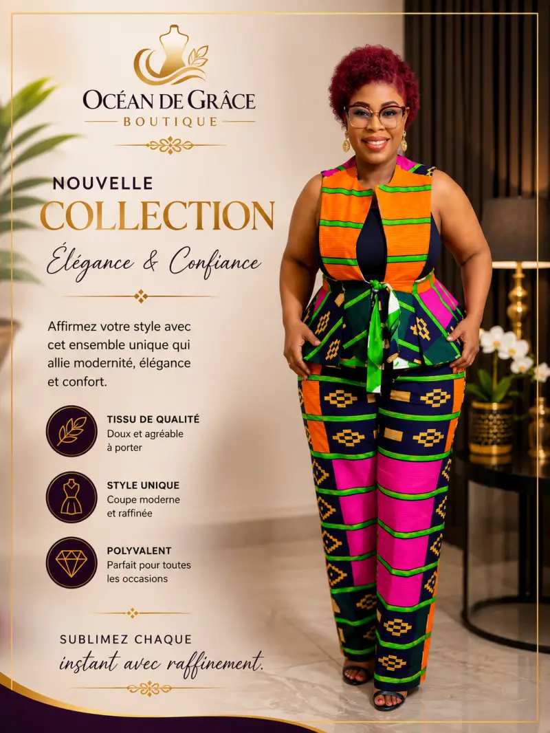 ✨ Ensemble Pagne Chic – L'Élégance Africaine Réinventée