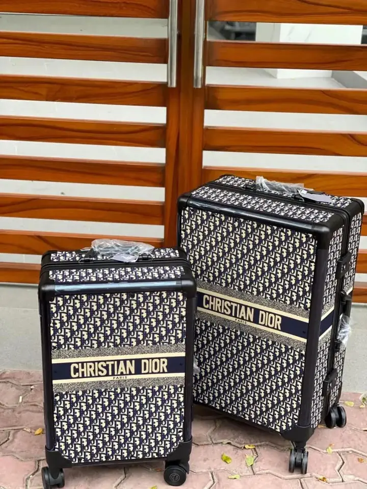 Ensemble de Valises Rigides Motif Oblique – Voyage Premium